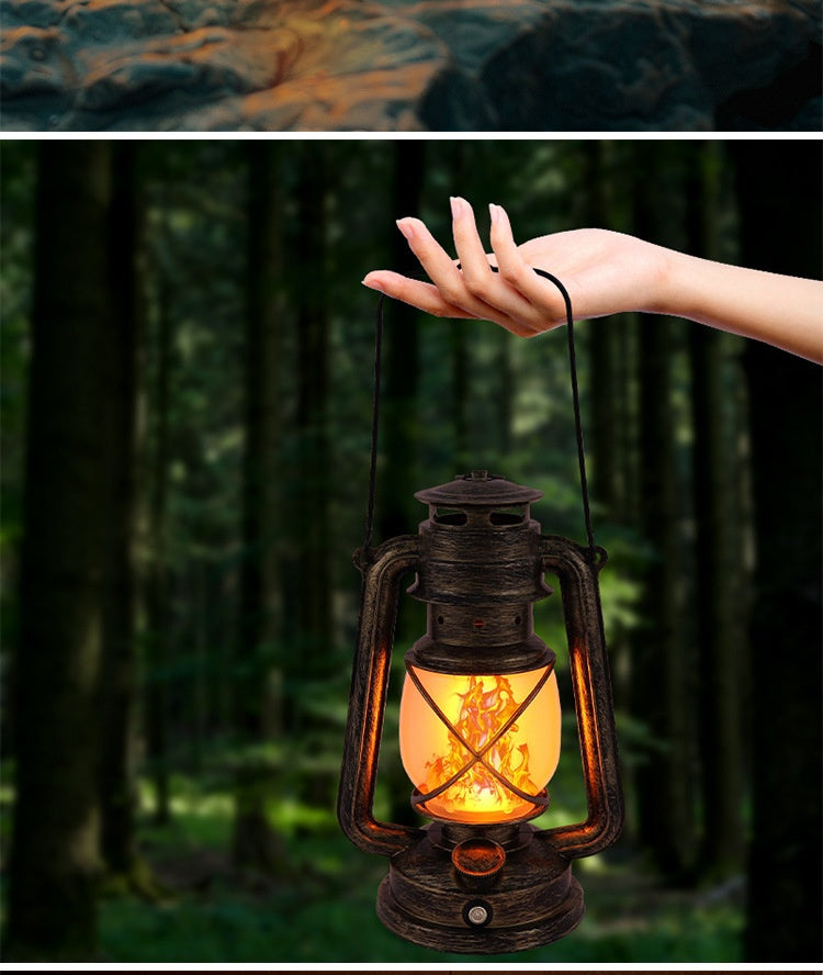 Rechargeable LED Retro Flame Camping Table Lantern