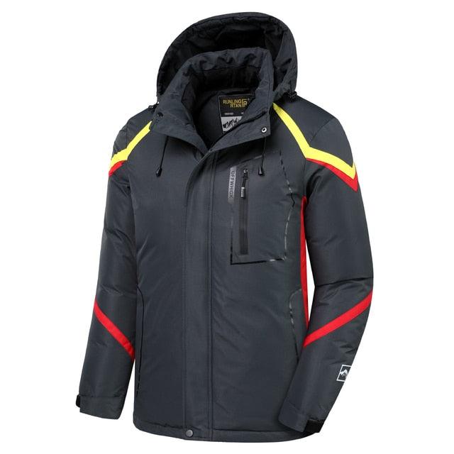 Men's Blue Waterproof Warm Detachable Hooded Jacket