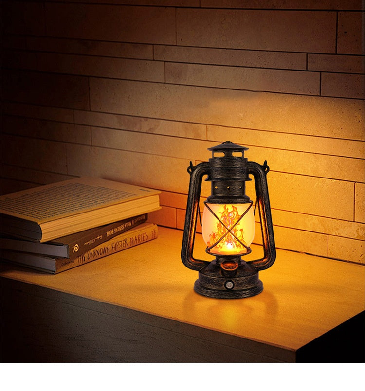 Rechargeable LED Retro Flame Camping Table Lantern