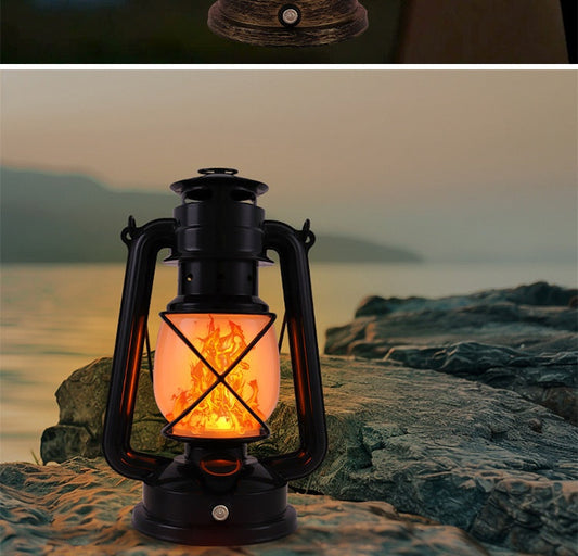 Rechargeable LED Retro Flame Camping Table Lantern