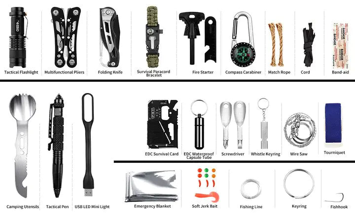 60 In 1 Emergency Survival Gear Outdoor Kit