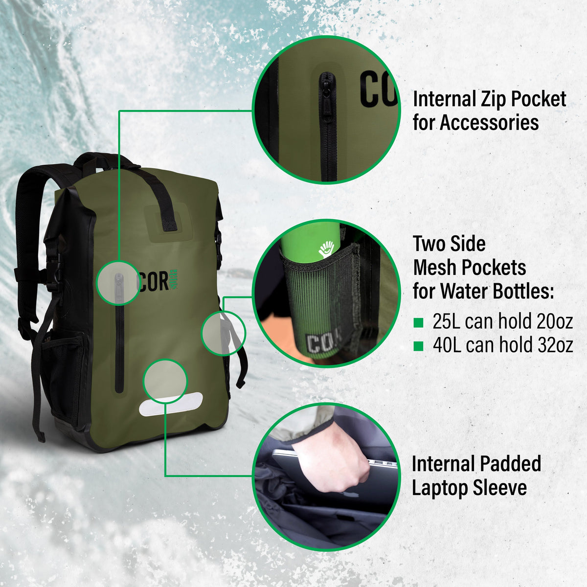 25L Waterproof Dry Backpack For Outdoor Adventures