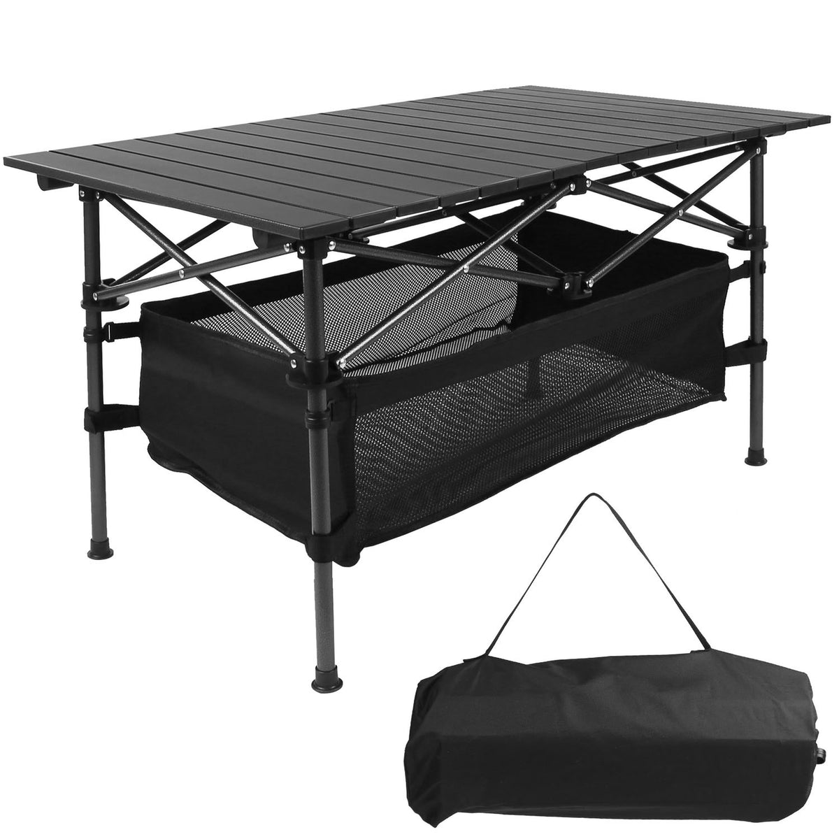 Folding Aluminum Camping Table Portable Roll Up Picnic