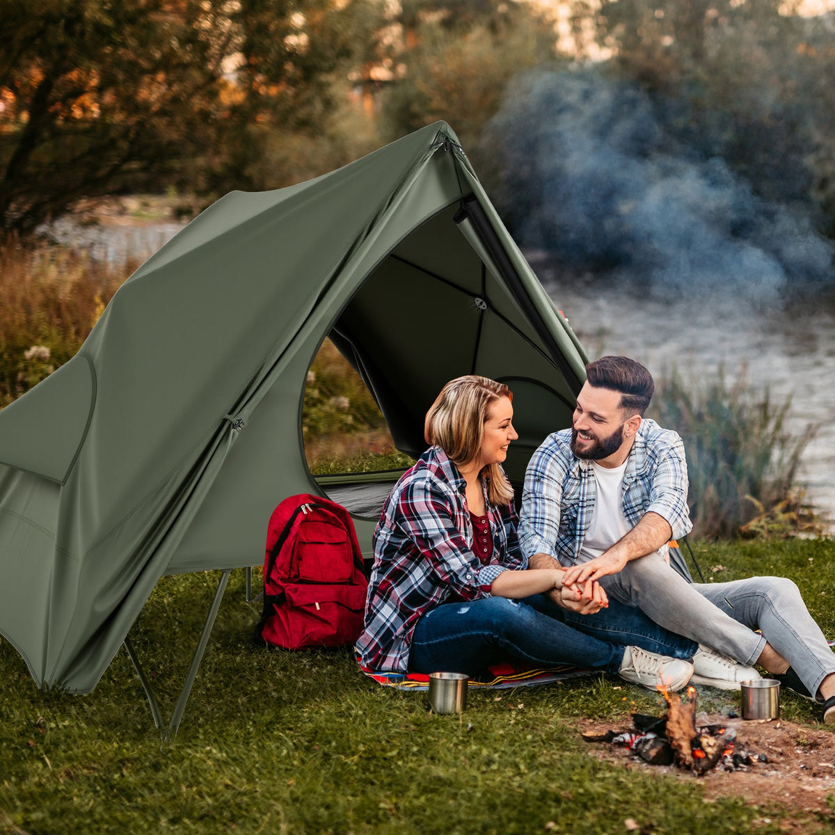 Foldable 2 Person Camping Cot Tent Pop Up