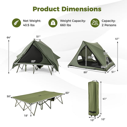 Foldable 2 Person Camping Cot Tent Pop Up