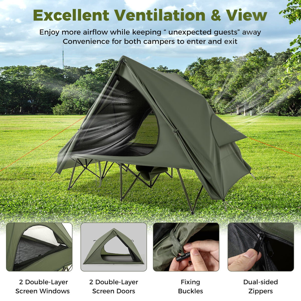 Foldable 2 Person Camping Cot Tent Pop Up