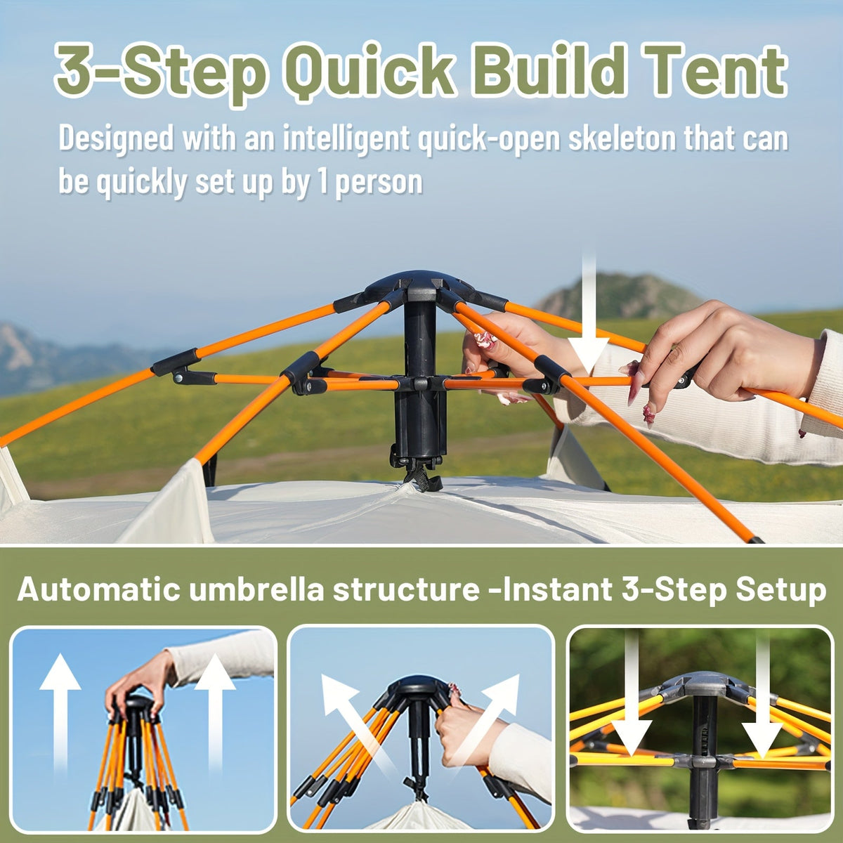 3 4 Person Instant Pop Up Waterproof Camping