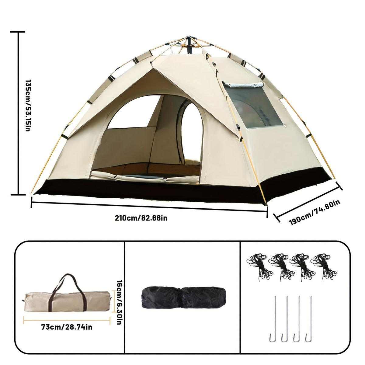 3 4 Person Instant Pop Up Waterproof Camping