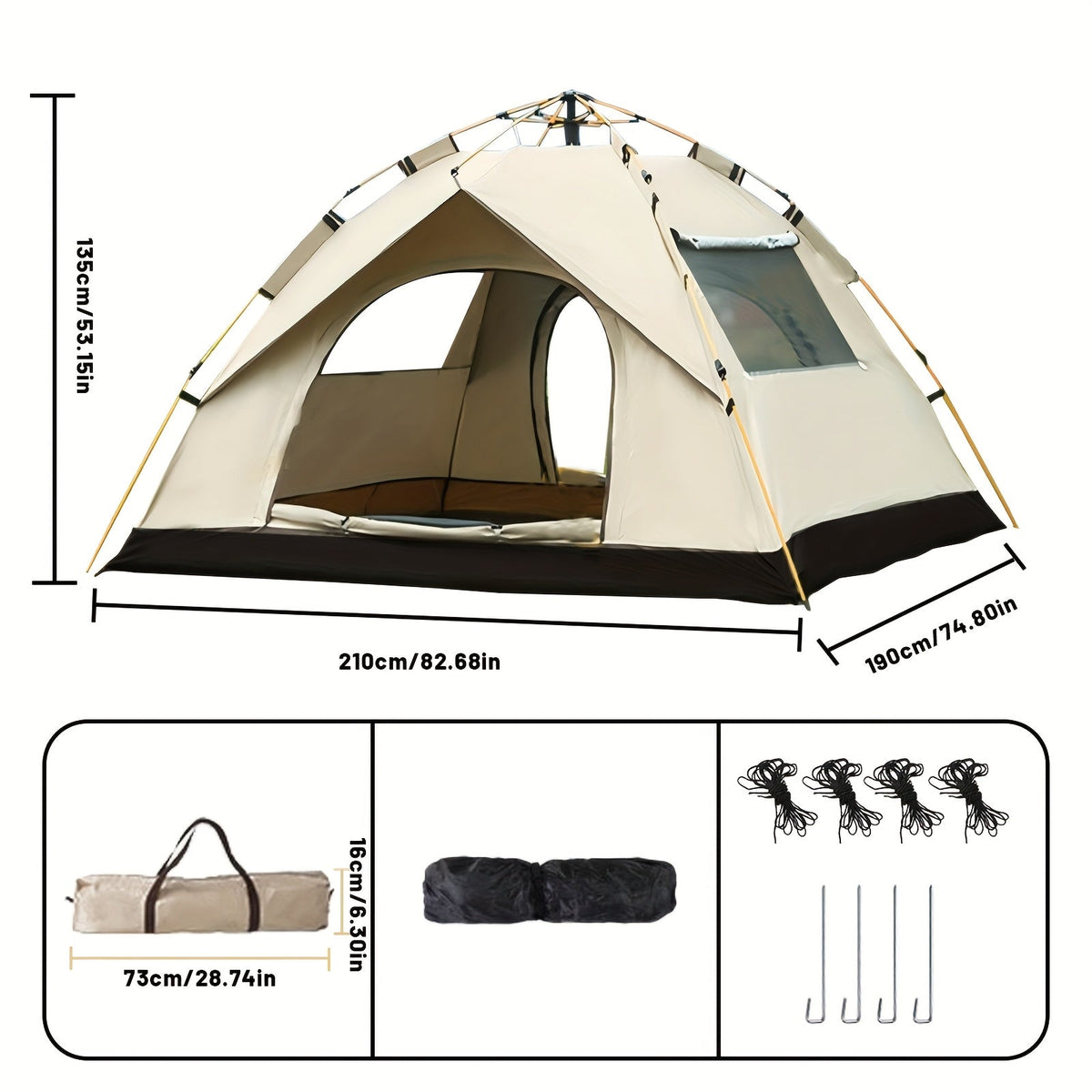 3 4 Person Instant Pop Up Waterproof Camping