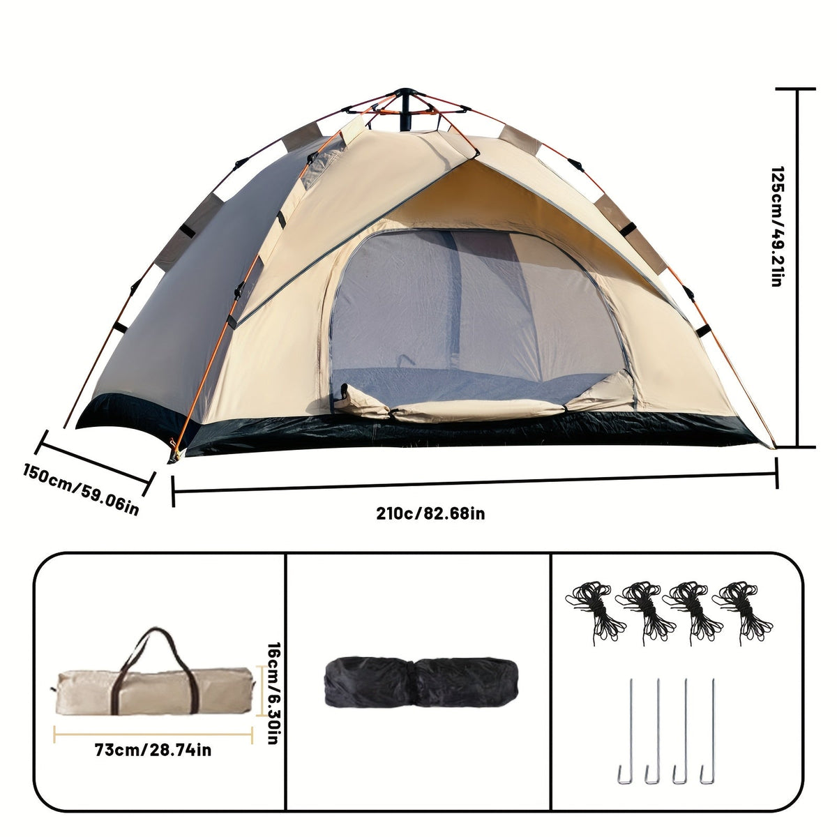 3 4 Person Instant Pop Up Waterproof Camping
