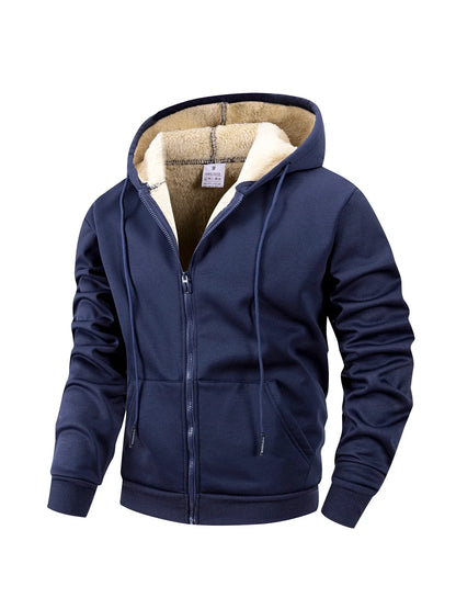 Men's Winter Fleece Windproof Hooded Zipper Jacket