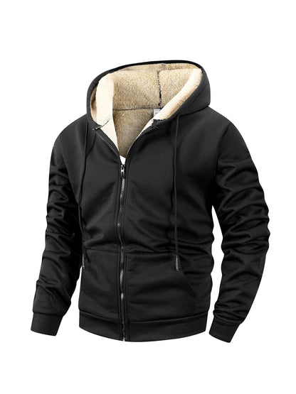 Men's Winter Fleece Windproof Hooded Zipper Jacket