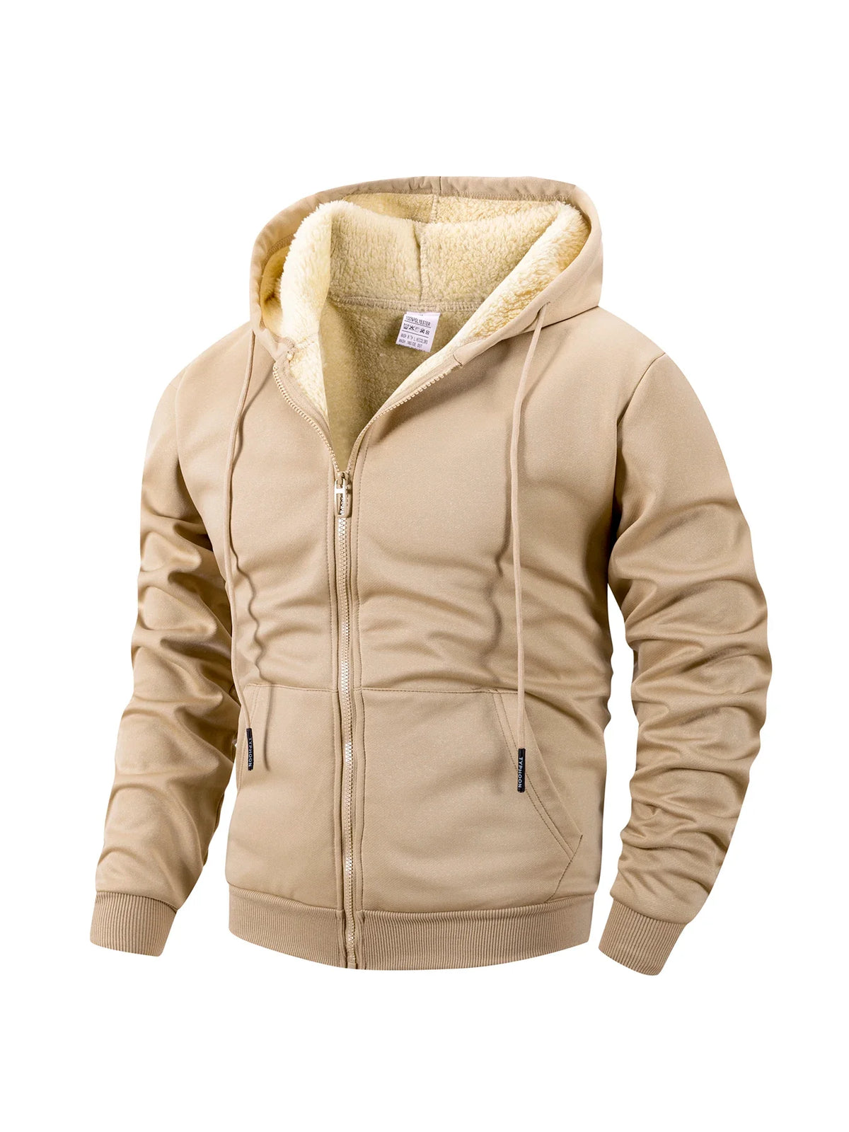 Men's Winter Fleece Windproof Hooded Zipper Jacket