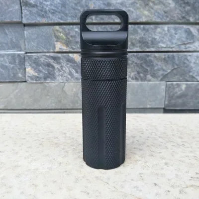 Aluminum Survival Pill Bottle Waterproof First Aid Container