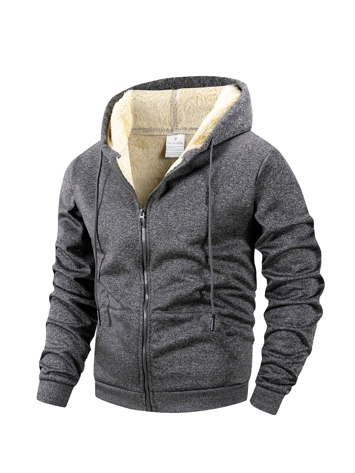 Men's Winter Fleece Windproof Hooded Zipper Jacket