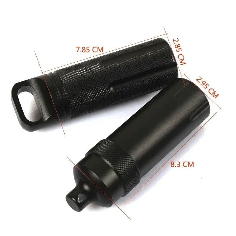 Aluminum Survival Pill Bottle Waterproof First Aid Container