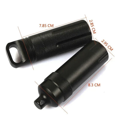 Aluminum Survival Pill Bottle Waterproof First Aid Container