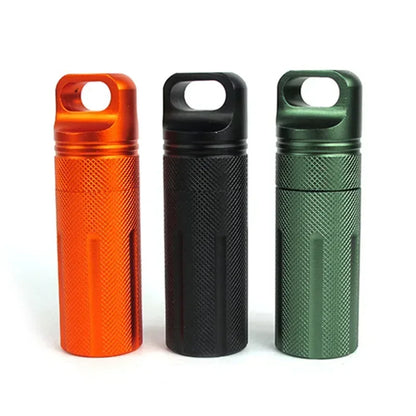 Aluminum Survival Pill Bottle Waterproof First Aid Container