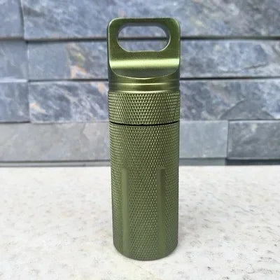 Aluminum Survival Pill Bottle Waterproof First Aid Container