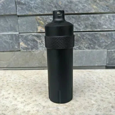 Aluminum Survival Pill Bottle Waterproof First Aid Container