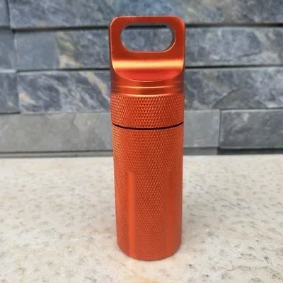Aluminum Survival Pill Bottle Waterproof First Aid Container