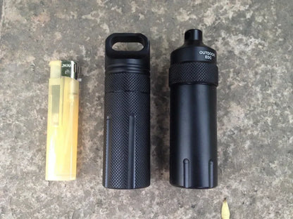 Aluminum Survival Pill Bottle Waterproof First Aid Container