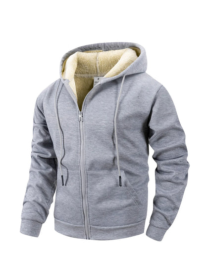 Men's Winter Fleece Windproof Hooded Zipper Jacket