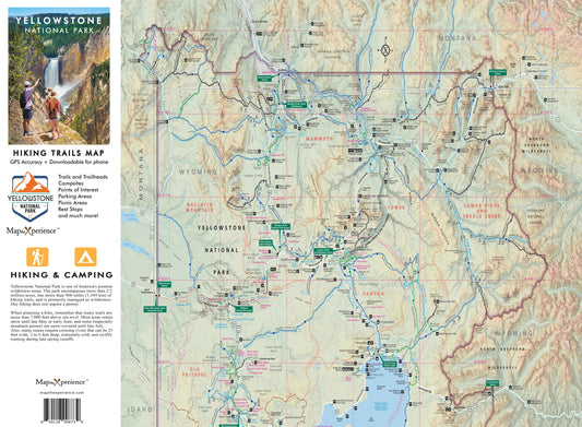 Yellowstone Hiking Trails GPS Map Paper Mobile Guide