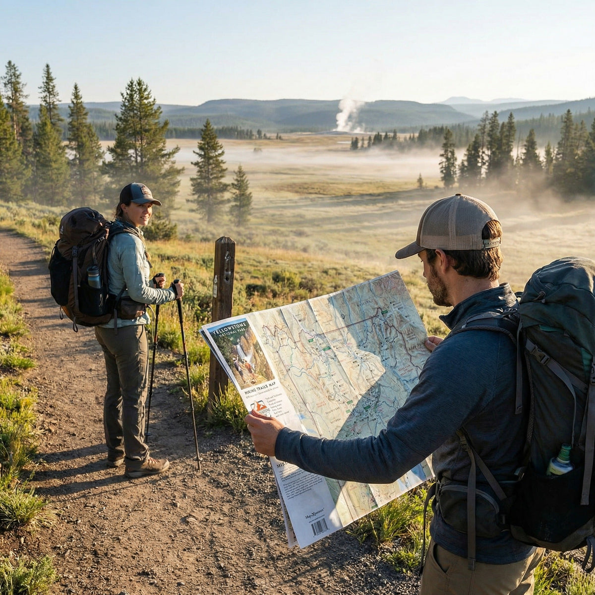 Yellowstone Hiking Trails GPS Map Paper Mobile Guide