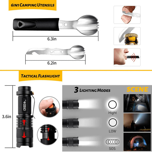 60 In 1 Emergency Survival Gear Outdoor Kit