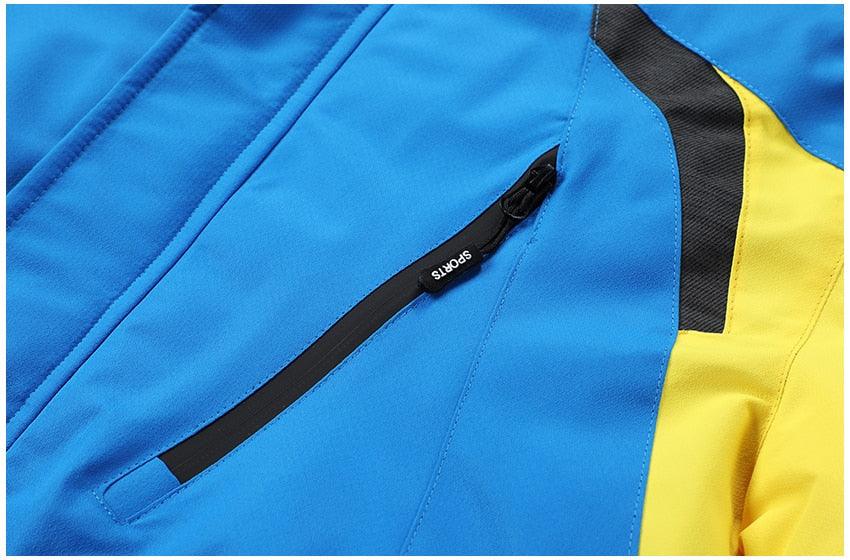 Men's Blue Waterproof Warm Detachable Hooded Jacket