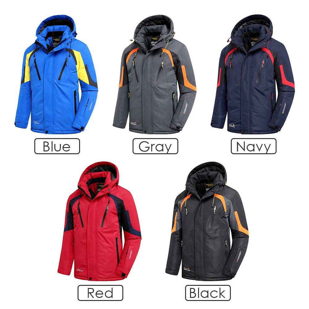 Men's Blue Waterproof Warm Detachable Hooded Jacket