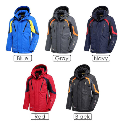 Men's Blue Waterproof Warm Detachable Hooded Jacket