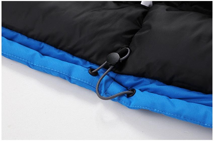 Men's Blue Waterproof Warm Detachable Hooded Jacket