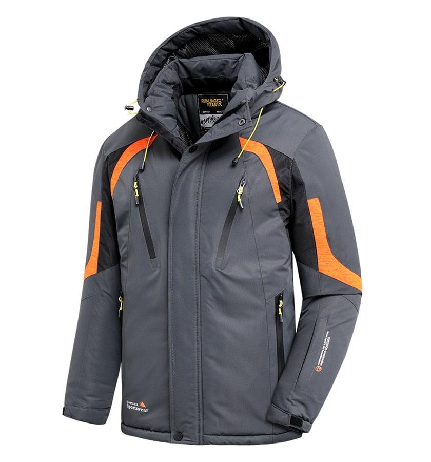 Men's Blue Waterproof Warm Detachable Hooded Jacket