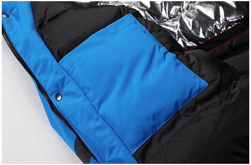 Men's Blue Waterproof Warm Detachable Hooded Jacket