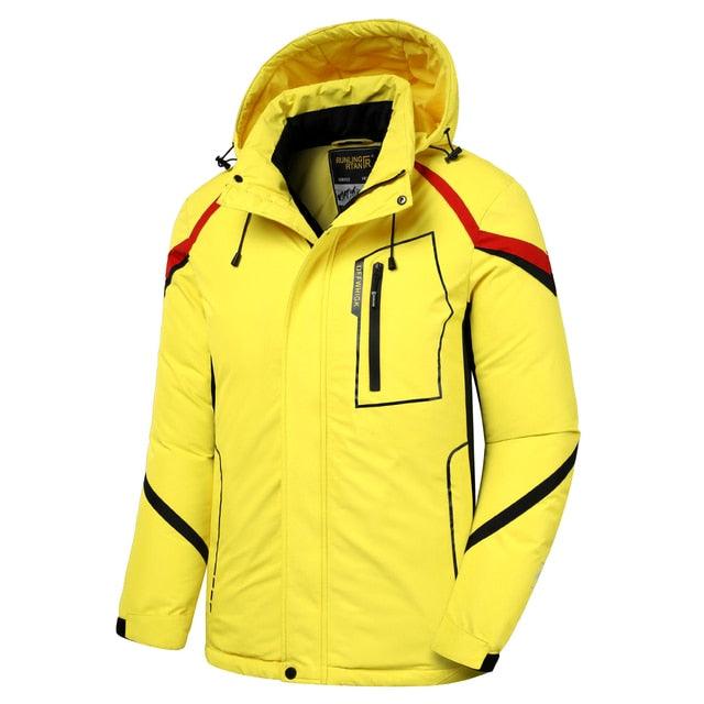 Men's Blue Waterproof Warm Detachable Hooded Jacket