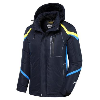 Men's Blue Waterproof Warm Detachable Hooded Jacket