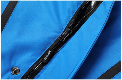 Men's Blue Waterproof Warm Detachable Hooded Jacket