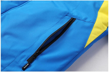 Men's Blue Waterproof Warm Detachable Hooded Jacket