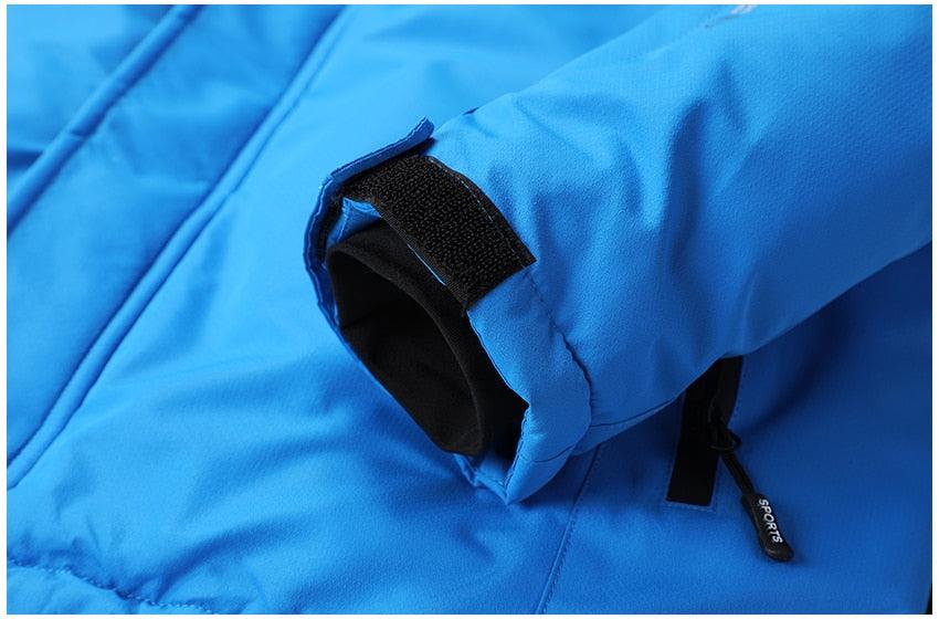 Men's Blue Waterproof Warm Detachable Hooded Jacket