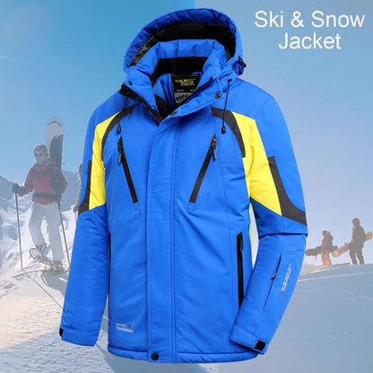 Men's Blue Waterproof Warm Detachable Hooded Jacket