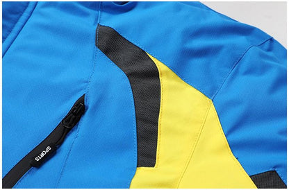 Men's Blue Waterproof Warm Detachable Hooded Jacket