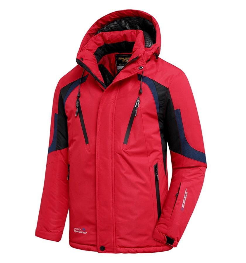 Men's Blue Waterproof Warm Detachable Hooded Jacket