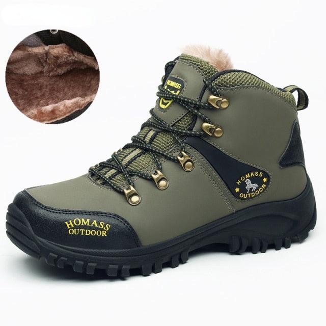 Men's Waterproof Warm Fur Lined Hiking Boots