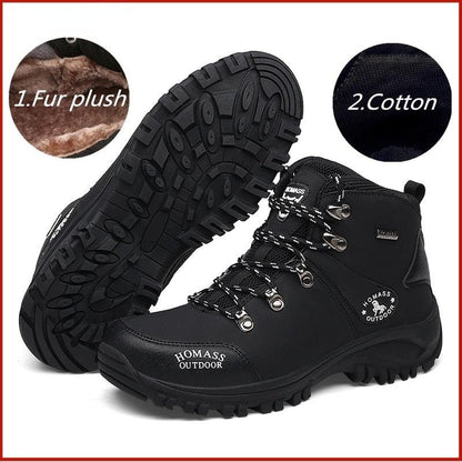 Men's Waterproof Warm Fur Lined Hiking Boots