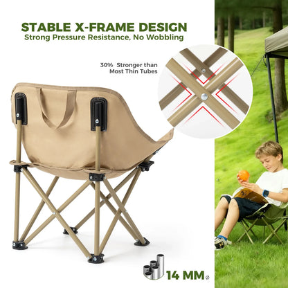 Folding Carbon Steel Camping Chair Adult Kids