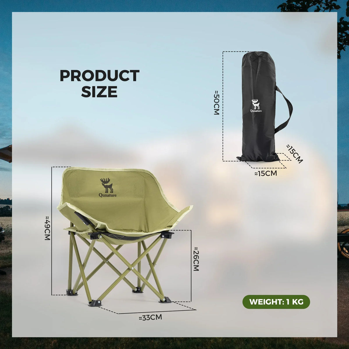 Folding Carbon Steel Camping Chair Adult Kids