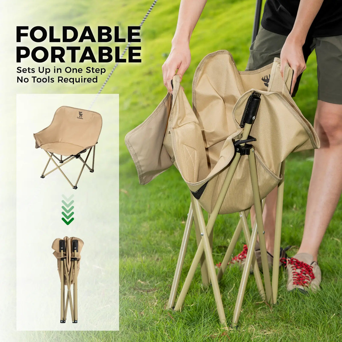 Folding Carbon Steel Camping Chair Adult Kids