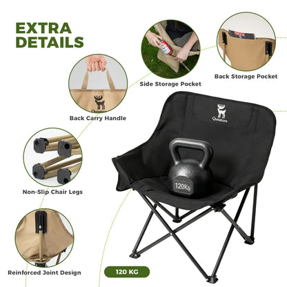 Folding Carbon Steel Camping Chair Adult Kids